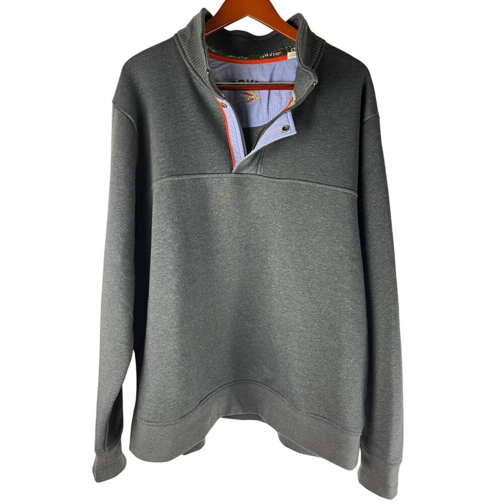 ORVIS Signature Quarter Zip Dark Grey Pullover Sweatshirt, Mens Size XXL/EEG